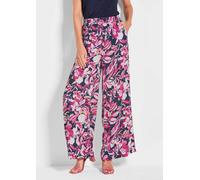 Schlupfhose GOLDNER "Elegante Hose VERA mit Blütendruck", Damen, Gr. 42, N-Gr, blau (pink, marine, gemustert), Obermaterial: 100% Viskose CV., Hosen Schlupfhose (19926429-42) pink, marine, gemustert