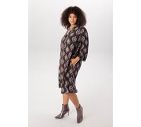 Druckkleid ANISTON PLUS, Damen, Gr. 52, N-Gr, braun, blau, Web, Obermaterial: 100% Viskose, bedruckt, gemustert, figurumspielend kniebedeckend, V-Ausschnitt, Krempelärmel, Kleider Druckkleid, aus weic