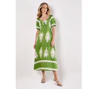 Druckkleid APRICOT "Folk Floral Print Kleid", Damen, Gr. XS (34), N-Gr, grün, Obermaterial: 83% Viskose CV. 17% Nylon NY., gemustert, Kleider Druckkleid, mit tollem Ausschnitt (83244622-34) grün