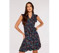 Druckkleid APRICOT "Geblümtes Minikleid", Damen, Gr. S (36), N-Gr, blau (navy), gewebt, Obermaterial: 100% Viskose CV., geblümt, normal, V-Ausschnitt, Rüschen, Kleider Druckkleid, mit Rüschen (3874592