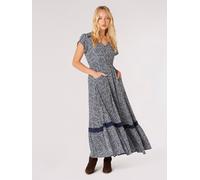 Druckkleid APRICOT "Gemustertes Maxikleid", Damen, Gr. S (36), N-Gr, blau (navy), gewebt, Obermaterial: 100% Viskose CV., gemustert, V-Ausschnitt, Fledermausärmel, Kleider Druckkleid, mit bestickter B