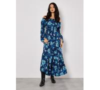 Druckkleid APRICOT "Maxikleid", Damen, Gr. S (36), N-Gr, blau (navy), Obermaterial: 100% Viskose CV., geblümt, Kleider Druckkleid, mit Smokdetails (37744000-36) navy