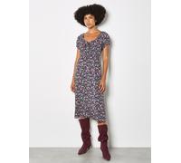Druckkleid APRICOT "Midi-Kleid", Damen, Gr. S (36), N-Gr, bunt (lila, multi), gewebt, Obermaterial: 90% Viskose LENZING ECOVERO CV LenzEcov. 10% Nylon NY., geblümt, herzförmiger Ausschnitt, Puffärmel,