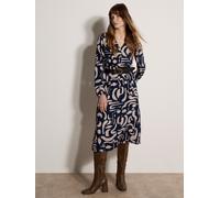 Druckkleid APRICOT "Midikleid", Damen, Gr. L (40), N-Gr, blau (navy), gewebt, Obermaterial: 100% Viskose LENZING ECOVERO CV LenzEcov., gemustert, Elastisch, Kleider Druckkleid, mit abstrakten Pinselst