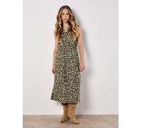Druckkleid APRICOT "Midikleid", Damen, Gr. XL (42), N-Gr, grün (khaki), gewebt, Obermaterial: 100% Viskose CV., V-Ausschnitt, Kleider Druckkleid, mit Animal-Print (82542538-42) khaki