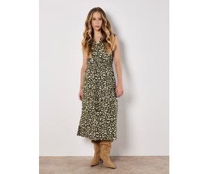 Druckkleid APRICOT "Midikleid", Damen, Gr. XS (34), N-Gr, grün (khaki), gewebt, Obermaterial: 100% Viskose CV., V-Ausschnitt, Kleider Druckkleid, mit Animal-Print (82542538-34) khaki