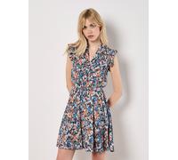 Druckkleid APRICOT "Minikleid", Damen, Gr. S (36), N-Gr, blau (navy), gewebt, Obermaterial: 51% Viskose CV. 49% Viskose LENZING ECOVERO CV LenzEcov., geblümt, normal, V-Ausschnitt, Flügelärmel, Kleide