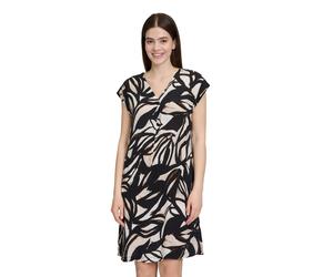 Druckkleid BETTY & CO "Damen mit Print", Damen, Gr. 38, Normalgrößen, schwarz (schwarz, nature), Obermaterial: 100% Viskose, lässig geschnitten kurz, V-Ausschnitt, Kleider Druckkleid, Druck (78107063-