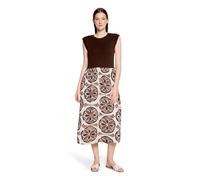 Druckkleid CARTOON "Damen mit Eingrifftaschen", Damen, Gr. 42, Normalgrößen, nature, braun, Obermaterial: 100% Viskose, A-Linie lang, Rundhals, Kleider Druckkleid (74279417-42) nature, braun