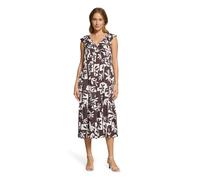 Druckkleid CARTOON "Damen mit Flügelärmeln", Damen, Gr. 36, Normalgrößen, braun (braun, weiß), Obermaterial: 100% Viskose, Basic schmal lang, V-Ausschnitt, Kleider Druckkleid (16183951-36) braun, weiß