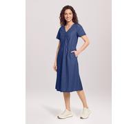 Druckkleid CARTOON "Damen mit Flügelärmeln", Damen, Gr. 38, Normalgrößen, Kurzarm, blau (dunkelblau denim), Obermaterial: 83% Lyocell, 17% Baumwolle, tailliert kurz, V-Ausschnitt, Kleider Druckkleid (