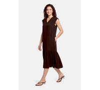 Druckkleid CARTOON "Damen mit Flügelärmeln", Damen, Gr. 44, Normalgrößen, braun (dunkelbraun), Obermaterial: 100% Viskose, lässig geschnitten kurz, V-Ausschnitt, Kleider Druckkleid (40547800-44) dunke