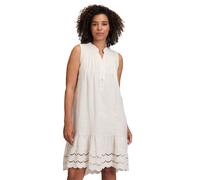 Druckkleid CARTOON "Damen mit Stickerei", Damen, Gr. 34, Normalgrößen, beige (cream), Obermaterial: 100% Leinen, ausgestellt kurz, U-Boot-Ausschnitt, Kleider Druckkleid, Material (42333954-34) cream