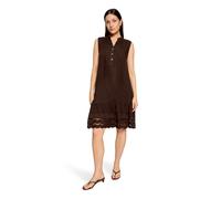 Druckkleid CARTOON "Damen mit Stickerei", Damen, Gr. 38, Normalgrößen, dunkelbraun, Obermaterial: 100% Leinen, ausgestellt kurz, V-Ausschnitt, Kleider Druckkleid (58651048-38) dunkelbraun