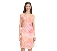 Druckkleid CARTOON "Damen ohne Arm", Damen, Gr. 36, Normalgrößen, bunt (orange, pink), Obermaterial: 95% Polyester, 05% Elasthan; Futter: 95% Viskose, 5% Elasthan, körpernah kurz, U-Boot-Ausschnitt, K