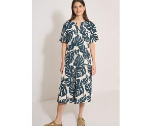 Druckkleid CECIL, Damen, Gr. L (42), N-Gr, blau (palm breeze grün), Web, Obermaterial: 100% Viskose, gemustert, figurumspielend kniebedeckend, V-Ausschnitt, Kleider Druckkleid, Rock Teil stufig geschn