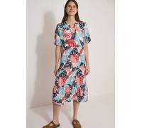 Druckkleid CECIL, Damen, Gr. L (42), N-Gr, bunt (light alabaster weiß), Web, Obermaterial: 100% Viskose, gemustert, figurumspielend kniebedeckend, V-Ausschnitt, Kleider Druckkleid, Rock Teil stufig ge