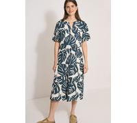 Druckkleid CECIL, Damen, Gr. XXL (46), N-Gr, blau (palm breeze grün), Web, Obermaterial: 100% Viskose, gemustert, figurumspielend kniebedeckend, V-Ausschnitt, Kleider Druckkleid, Rock Teil stufig gesc