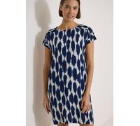 Druckkleid CECIL, Damen, Gr. XXL (46), N-Gr, urban dunkelblau, Web, Obermaterial: 100% Viskose, bedruckt, bequem kniefrei, Rundhals, abgesteppte Kante, Kleider Druckkleid, Sommerkleid mit Capsleeves u