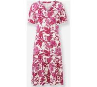 Jerseykleid HEINE "Jersey-Kleid", Damen, Gr. 44, Normalgrößen, pink (champagner, pink, bedruckt), Jersey, 95% Viskose, 5% Elasthan, bedruckt, geblümt, gemustert, mehrfarbig, knielang, Rundhals, Kleide