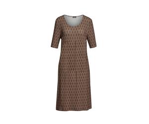 Druckkleid GOLDNER "Elastisches Jerseykleid mit modischem Druck", Damen, Gr. 54, N-Gr, schwarz (schwarz, milchkaffee), Obermaterial: 95% Viskose CV. 5% Elasthan EL., Modisch, Gerade, Kleider Druckklei