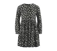 Druckkleid HAPPY GIRLS, Mädchen, Gr. 140, N-Gr, schwarz-weiß (schwarz), Web, Obermaterial: 100% Viskose. Futter: 100% Baumwolle, gemustert, knieumspielend, Rundhals, Kleider Druckkleid, Viskose, Allov