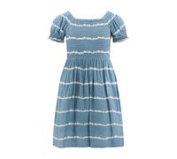 Druckkleid HAPPY GIRLS, Mädchen, Gr. 158, N-Gr, dove blau, Crêpe, Obermaterial: 100% Viskose. Futter: 100% Baumwolle, bedruckt, gestreift, Basic ca. Mitte Wade, eckiger Ausschnitt, Puffärmel,Raglanärm