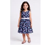 Druckkleid HAPPY GIRLS, Mädchen, Gr. 92, N-Gr, blau (navy), Web, Obermaterial: 100% Baumwolle. Futter: 100% Baumwolle, bedruckt, regular fit knielang, Rundhals, Kleider Druckkleid (83230268-92) navy