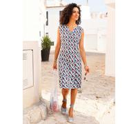 Druckkleid INSPIRATIONEN "Druck-Kleid", Damen, Gr. 44, Normalgrößen, himmelblau, erdbeere, bedruckt, 100% Viskose, gemustert, mehrfarbig, kurz, Rundhals, Kleider Druckkleid (67577408-44) himmelblau, e