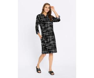 Druckkleid INSPIRATIONEN "Druck-Kleid", Damen, Gr. 48, Normalgrößen, schwarz-weiß (schwarz, weiß, bedruckt), Jersey, 95% Polyester, 5% Elasthan, gemustert, mehrfarbig, kurz, Kleider Druckkleid (134382