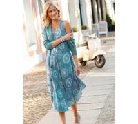 Druckkleid INSPIRATIONEN "Kleid", Damen, Gr. 46, Normalgrößen, blau (ozean, graphit, bedruckt), 100% Viskose, bedruckt, gemustert, mehrfarbig, wadenlang, Rundhals, Kleider Druckkleid (87018357-46) oze