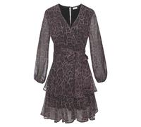 Druckkleid LASCANA, Damen, Gr. 34, N-Gr, braun (animal print), Chiffon, Obermaterial: 100% Polyester. Futter: 100% Polyester, bedruckt, figurumspielend kniefrei, V-Ausschnitt, mit Gummizug, Kleider Dr