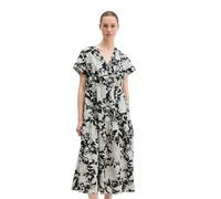 Druckkleid MARC O'POLO "aus bedrucktem Light-Popeline", Damen, Gr. 38, Normalgrößen, schwarz (light braun), Obermaterial: 57% Baumwolle, 43% Lyocell, bedruckt, loose fit wadenlang, V-Ausschnitt, Umsch