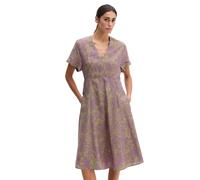 Druckkleid MARC O'POLO "aus bedrucktem Viskose-Mix", Damen, Gr. 40, Normalgrößen, light pink, Obermaterial: 83% Viskose, 17% Polyamid, bedruckt, weit knielang, V-Ausschnitt, Umschlagbund, Kleider Druc