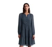 Druckkleid MARC O'POLO "aus Viskose-Crêpe", Damen, Gr. 32, Normalgrößen, blau (dunkelblau), Obermaterial: 100% Viskose. Futter: 100% Viskose, bedruckt, knielang, V-Ausschnitt, Manschette, Kleider Druc