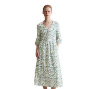 Druckkleid MARC O'POLO DENIM "aus Viskose-Mix mit Seersucker-Effekt", Damen, Gr. XS, Normalgrößen, blau (medium blau), Obermaterial: 73% Viskose, 27% Baumwolle, unifarben, relaxed fit wadenlang, V-Aus