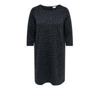 Druckkleid ONLY CARMAKOMA "CARMARRY MARTHA 3/4 MIDI DRESS JRS", Damen, Gr. S, N-Gr, schwarz pattern:grau melange leo, Jersey, Obermaterial: 95% Polyester, 5% Elasthan, meliert, kurz, Rundhals, Kleider