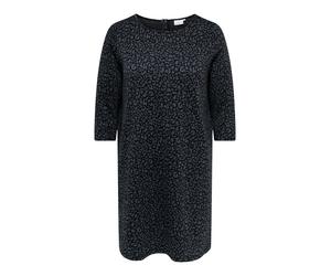 Druckkleid ONLY CARMAKOMA "CARMARRY MARTHA 3/4 MIDI DRESS JRS", Damen, Gr. S, N-Gr, schwarz pattern:grau melange leo, Jersey, Obermaterial: 95% Polyester, 5% Elasthan, meliert, kurz, Rundhals, Kleider