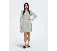 Druckkleid ONLY "ONLEVIDA L/S SHORT DRESS WVN NOOS", Damen, Gr. XL, N-Gr, chinois grün aop:city leo, Web, Obermaterial: 100% Viskose, bedruckt, regular fit kniefrei, V-Ausschnitt, Kleider Druckkleid (