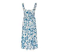 Druckkleid ONLY "ONLLUMIRA S/L LONG SMOCK DRESS WVN EX", Damen, Gr. XS, N-Gr, cloud dancer aop:midnight, Web, Obermaterial: 90% Viskose, 10% Nylon, bedruckt, regular fit lang, Kleider Druckkleid, Visk
