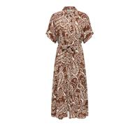 Druckkleid ONLY "ONLSAFA S/S LONG BELT DRESS WVN EX", Damen, Gr. XL, N-Gr, cappuccino aop:cloud dancer paisley, Web, Obermaterial: 100% Viskose, bedruckt, regular fit lang, Kleider Druckkleid, Viskose
