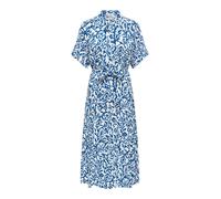 Druckkleid ONLY "ONLSAFA S/S LONG BELT DRESS WVN EX", Damen, Gr. XS, N-Gr, cloud dancer aop:blau, Web, Obermaterial: 100% Viskose, bedruckt, regular fit lang, Kleider Druckkleid, Viskose, regular fit