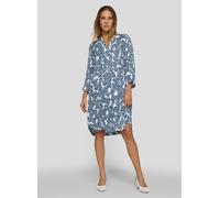 Druckkleid RABE, Damen, Gr. 50, N-Gr, blau (pazifik), Web, Obermaterial: 100% Viskose, bedruckt, gemustert, bequem kniefrei, Rundhals, Kleider Druckkleid, mit floralem Allover-Print (72968450-50) pazi