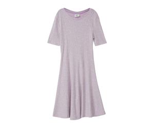 Druckkleid S.OLIVER JUNIOR, Mädchen, Gr. 158, N-Gr, lila, pink, Rippware, Obermaterial: 95% Baumwolle, 5% Elasthan, gemustert, lässig geschnitten knielang, Rundhals, Kleider Druckkleid, mit floralem M
