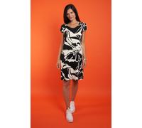 Druckkleid SEIDEL MODEN, Damen, Gr. 42, N-Gr, beige, Jersey, Obermaterial: 96% Viskose, 4% Elasthan, bedruckt, geblümt, körpernah kniefrei, Rundhals, Kleider Druckkleid, mit floralem Muster, MADE IN G