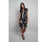 Druckkleid SEIDEL MODEN "Otto exclusiv", Damen, Gr. 52, N-Gr, schwarz, Jersey, Obermaterial: 94% Viskose, 6% Elasthan, gemustert, kniefrei, Rundhals, Kleider Druckkleid, mit grafischem Muster - Viskos