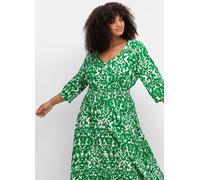 Druckkleid SHEEGO BY JOE BROWNS "Druckkleid", Damen, Gr. 56, Normalgrößen, weiß (grün, sanftes weiß), 100% Viskose, bedruckt, gemustert, mehrfarbig, lang, V-Ausschnitt, Kleider Druckkleid (29380139-56