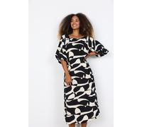 Druckkleid SOYACONCEPT "SC-CHANISE 4", Damen, Gr. L, N-Gr, schwarz combi, Web, Obermaterial: 100% Viskose, gemustert, Midi, Rundhals, Kleider Druckkleid, Viskose (77998319-L) schwarz combi