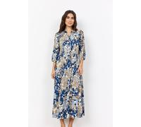 Druckkleid SOYACONCEPT "SC-CUNILLA 2", Damen, Gr. L, N-Gr, navy combi, Web, Obermaterial: 100% Viskose, gemustert, lang, V-Ausschnitt, Kleider Druckkleid (82591407-L) navy combi