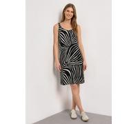 Druckkleid STREET ONE, Damen, Gr. 38, N-Gr, schwarz, Web, Obermaterial: 100% Viskose, gemustert, lässig geschnitten 7/8-Länge, Rundhals, Kleider Druckkleid, Sommerkleid mit Allover-Print (58512909-38)
